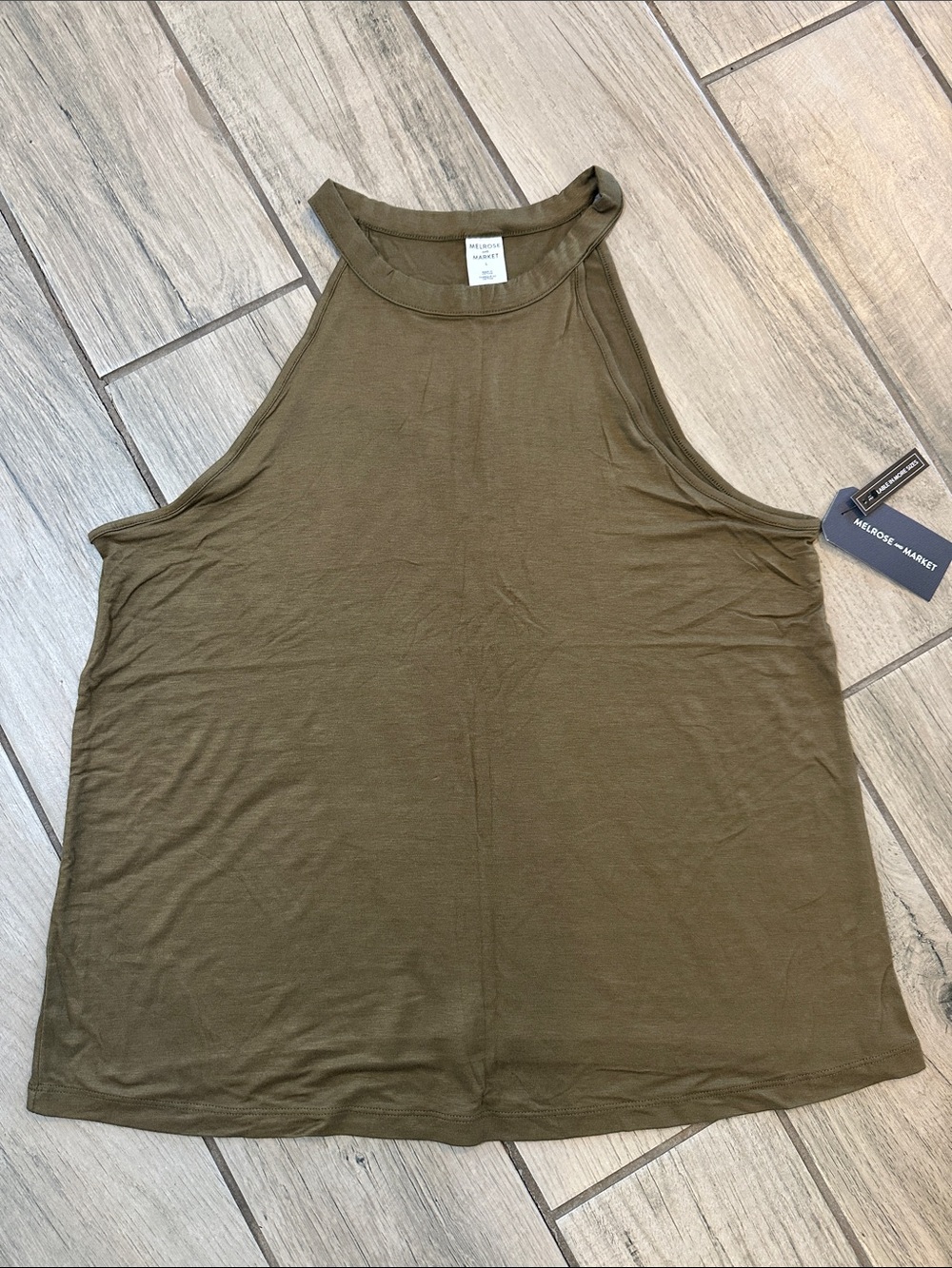 Melrose And Market Women's Olive Green High Neck Tank Top Size Large NWT